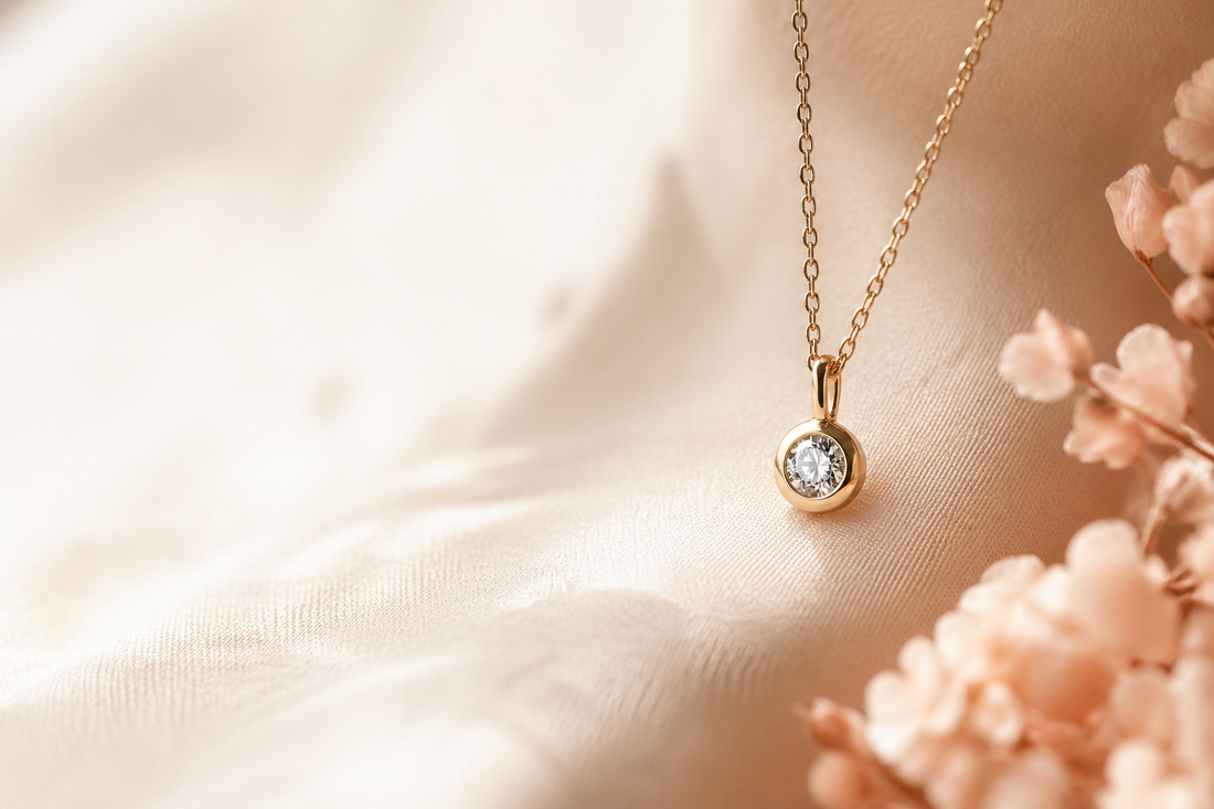 Collier personnalisé pour maman avec gravure discrète, présenté comme idée cadeau pour la Fête des Mères