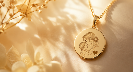 Bijou personnalisé élégant pour la Fête des Mères, présenté comme un cadeau émotionnel et raffiné pour maman