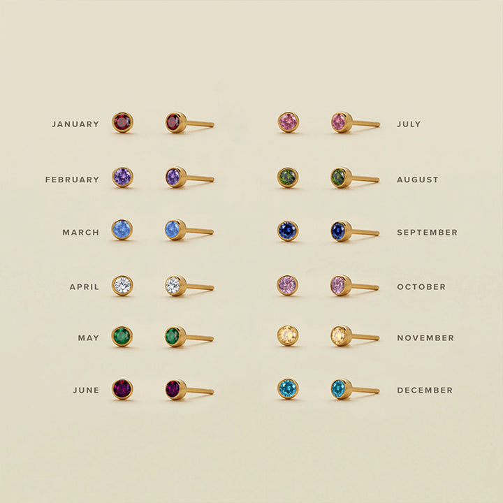 Boucles d’oreilles pierre de naissance Sofia – bijou minimaliste Vanityl