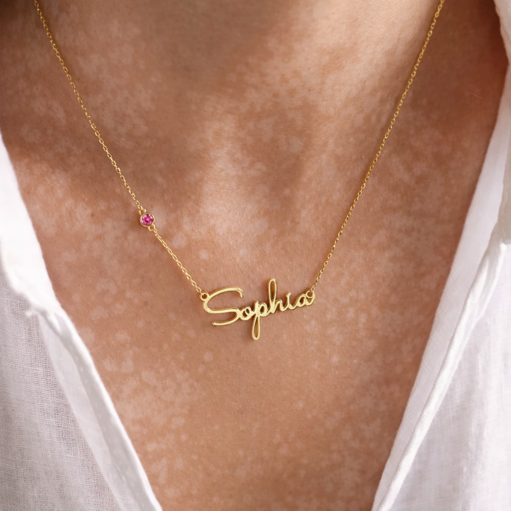 Collier Serena – Plaque Prénom Pierre de Naissance