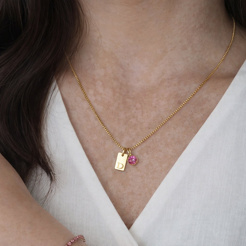 Collier Gianna – Initiale Pierre de Naissance