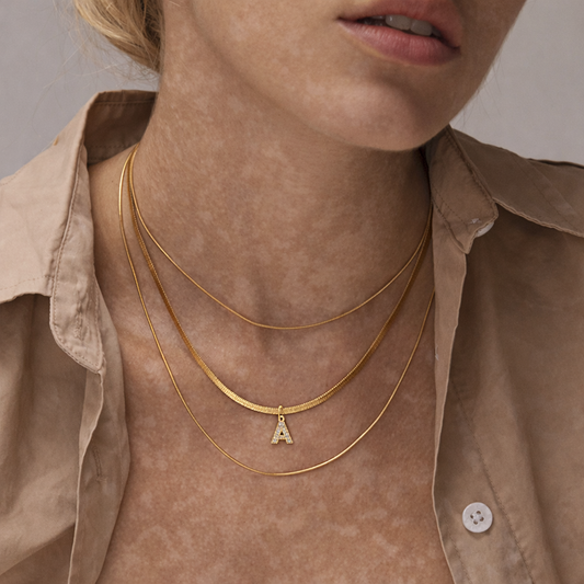 Maeva Necklace – Initial Snake Chain