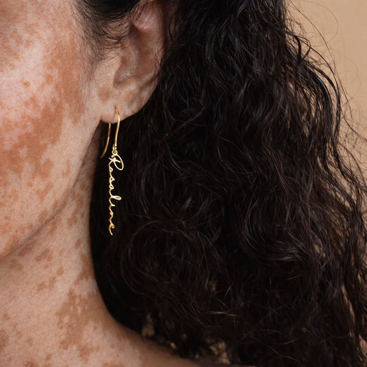 Boucles d’oreilles Azeria personnalisées avec prénom en finition or