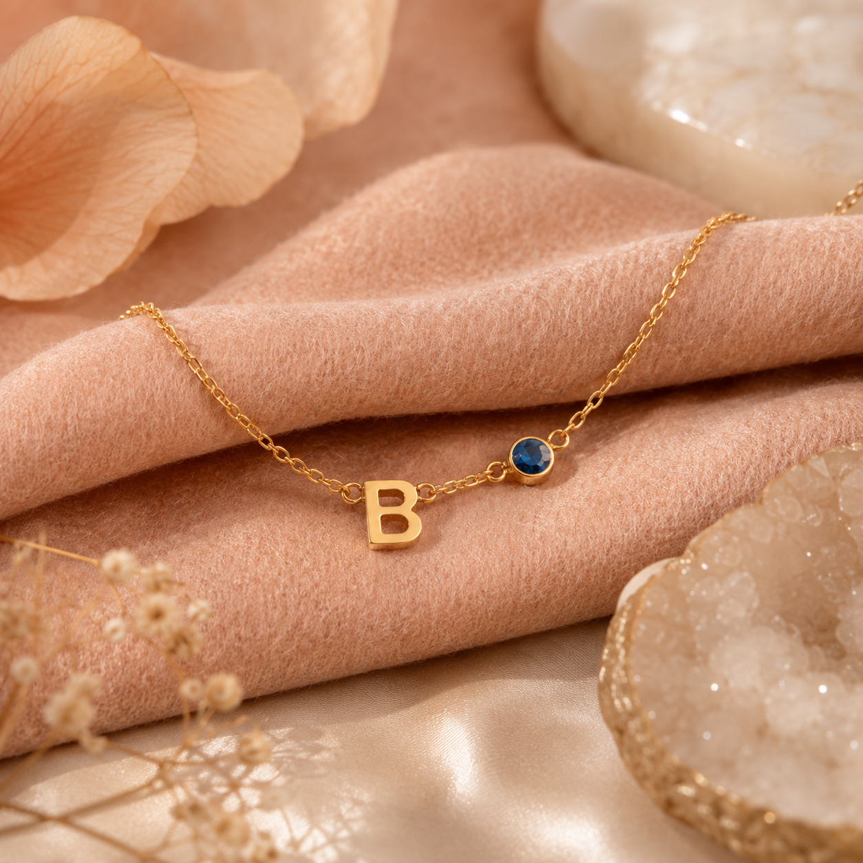 Collier Noelia — Initiale & Pierre de Naissance