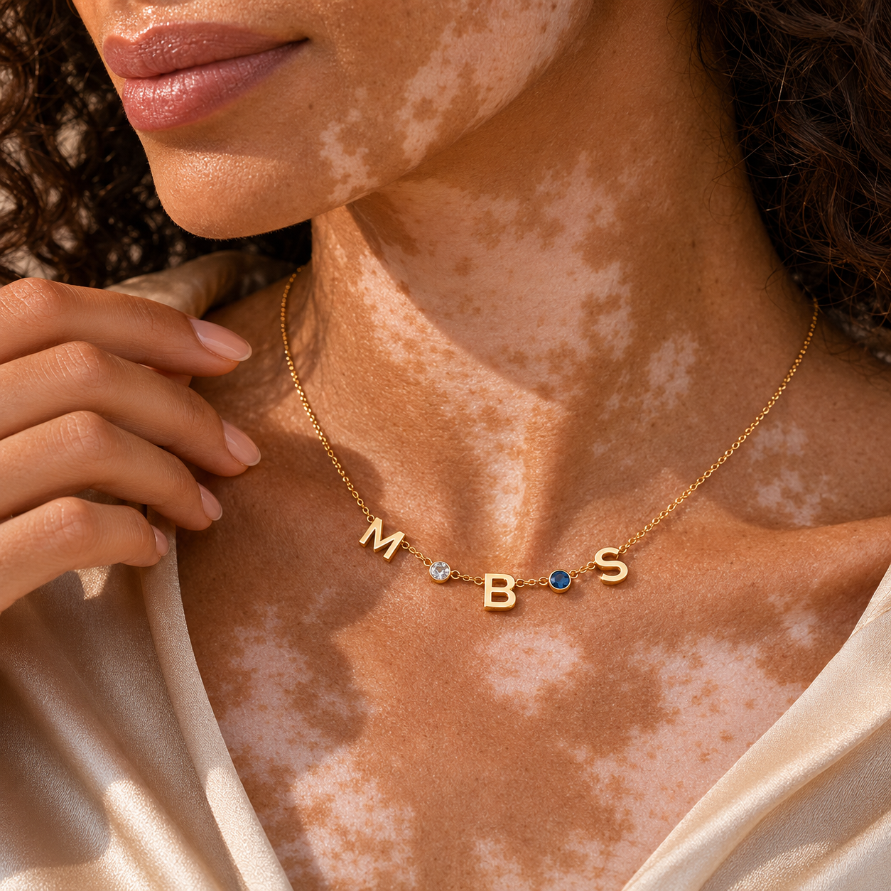 Collier Noelia — Initiale & Pierre de Naissance