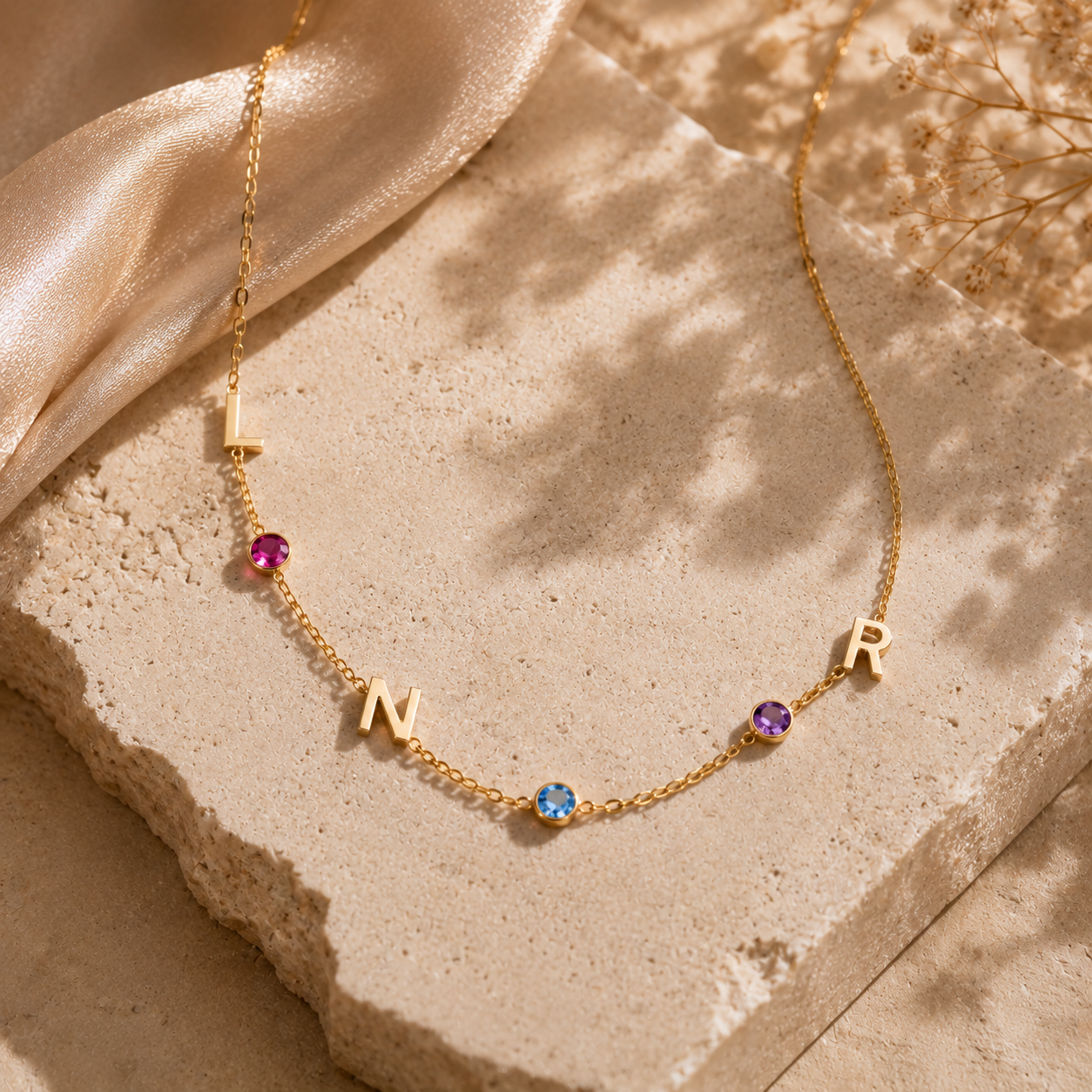 Collier Aria – Initiale Pierre de Naissance