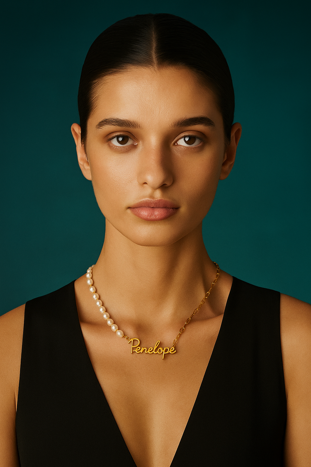 Collier Prénom Personnalisé de Luxe en Or 18K et Perles