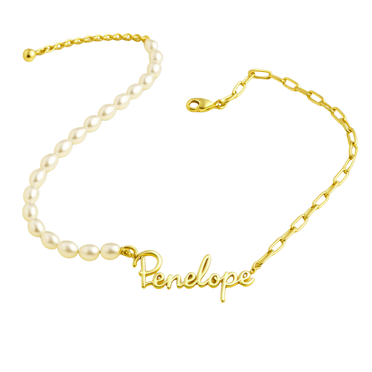 Collier Prénom Personnalisé de Luxe en Or 18K et Perles