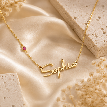 Collier Serena – Plaque Prénom Pierre de Naissance