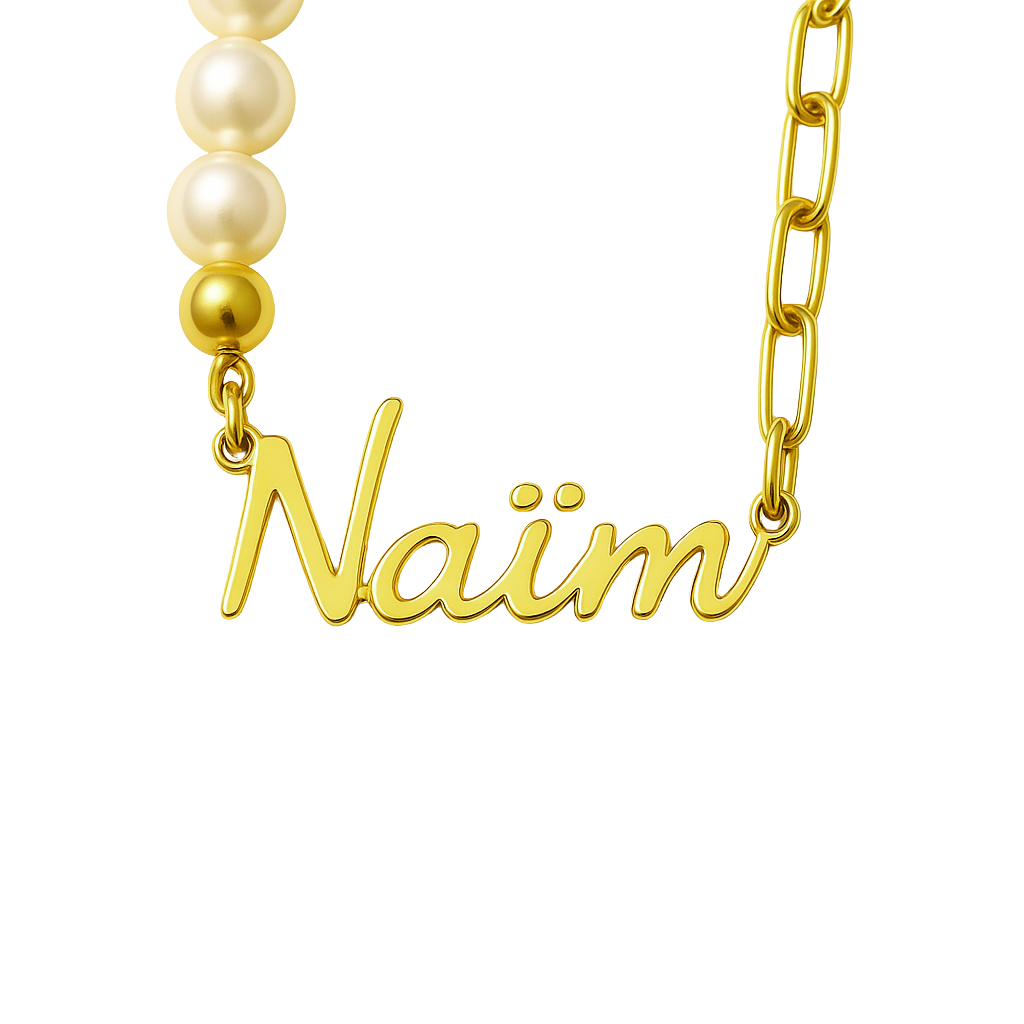 Collier Prénom Personnalisé de Luxe en Or 18K et Perles