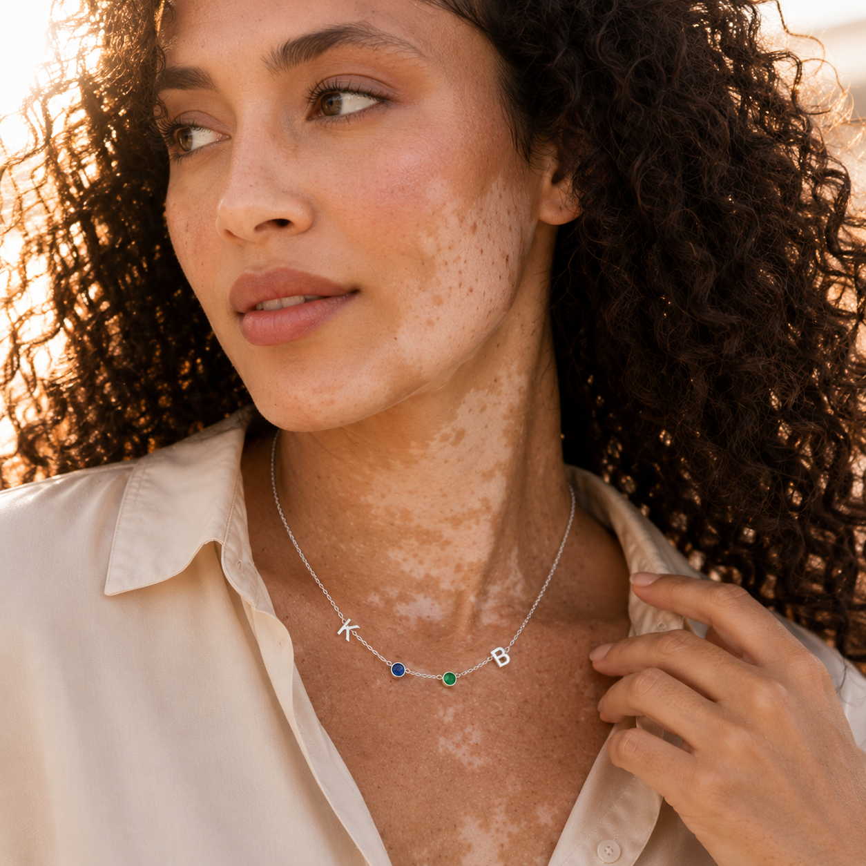 Collier Noelia — Initiale & Pierre de Naissance