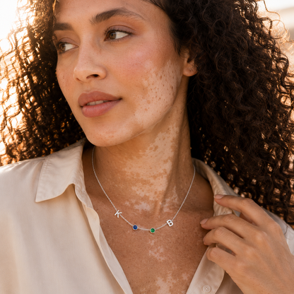 Collier Noelia — Initiale & Pierre de Naissance