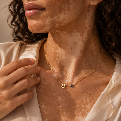 Collier Noelia — Initiale & Pierre de Naissance
