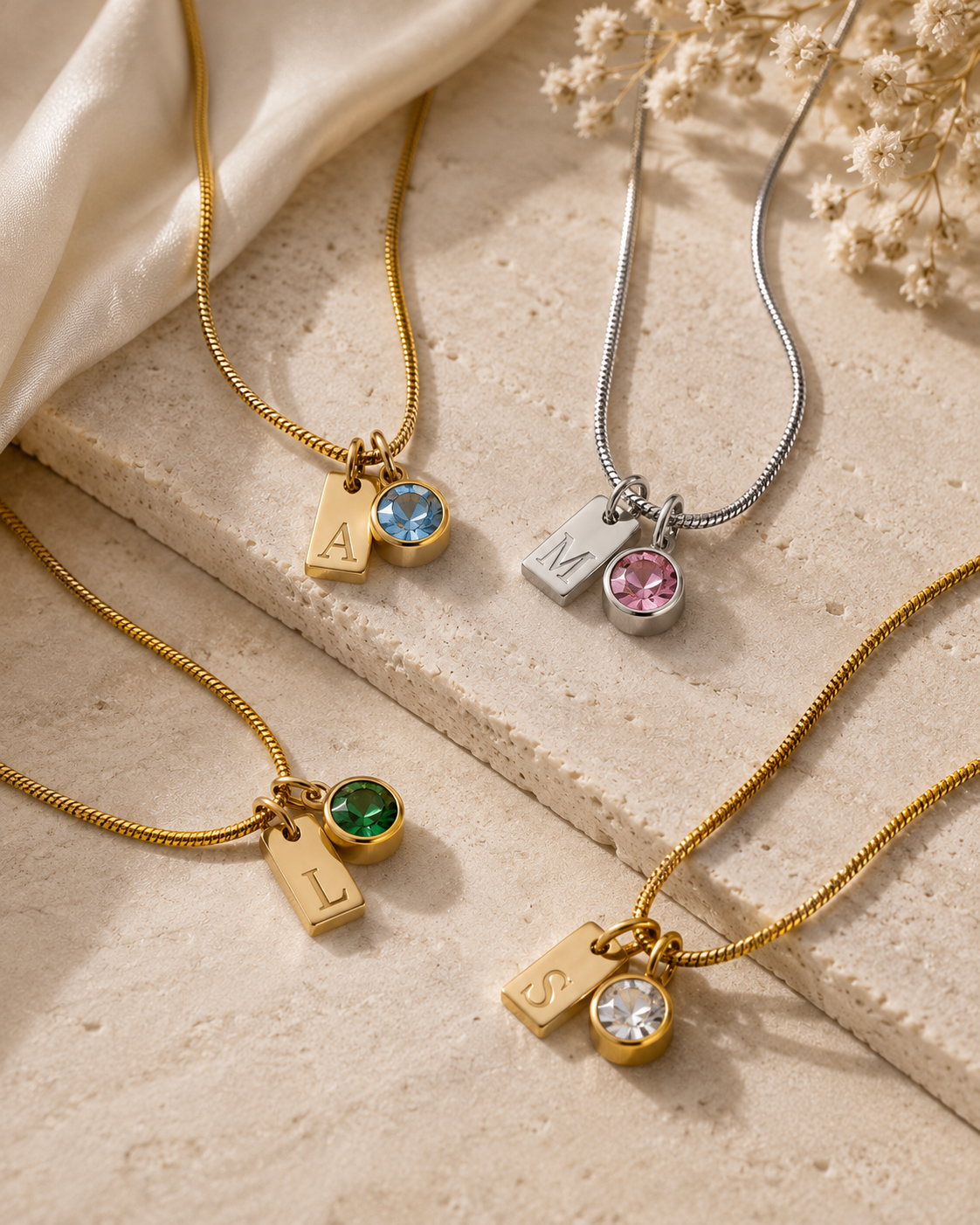 Collier Gianna – Initiale Pierre de Naissance