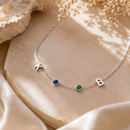 Collier Noelia — Initiale & Pierre de Naissance
